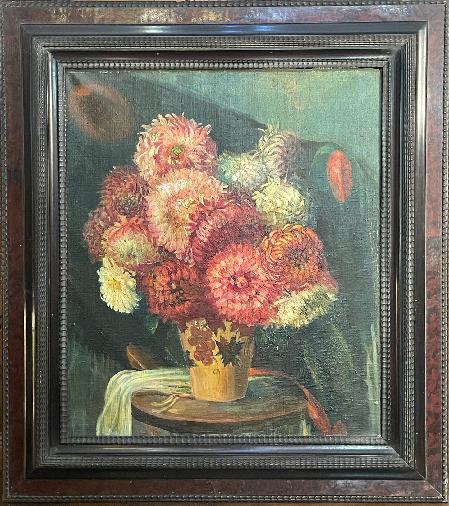 Dipinto olio su tela, fine XIX secolo, fiori