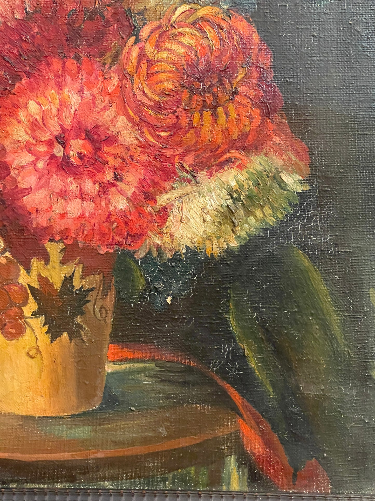 Dipinto olio su tela, fine XIX secolo, fiori