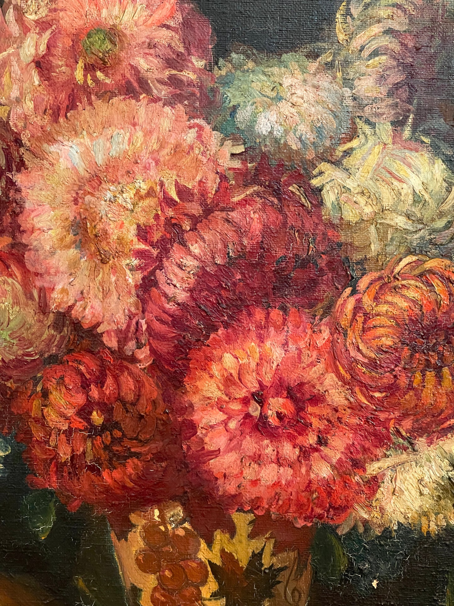 Dipinto olio su tela, fine XIX secolo, fiori