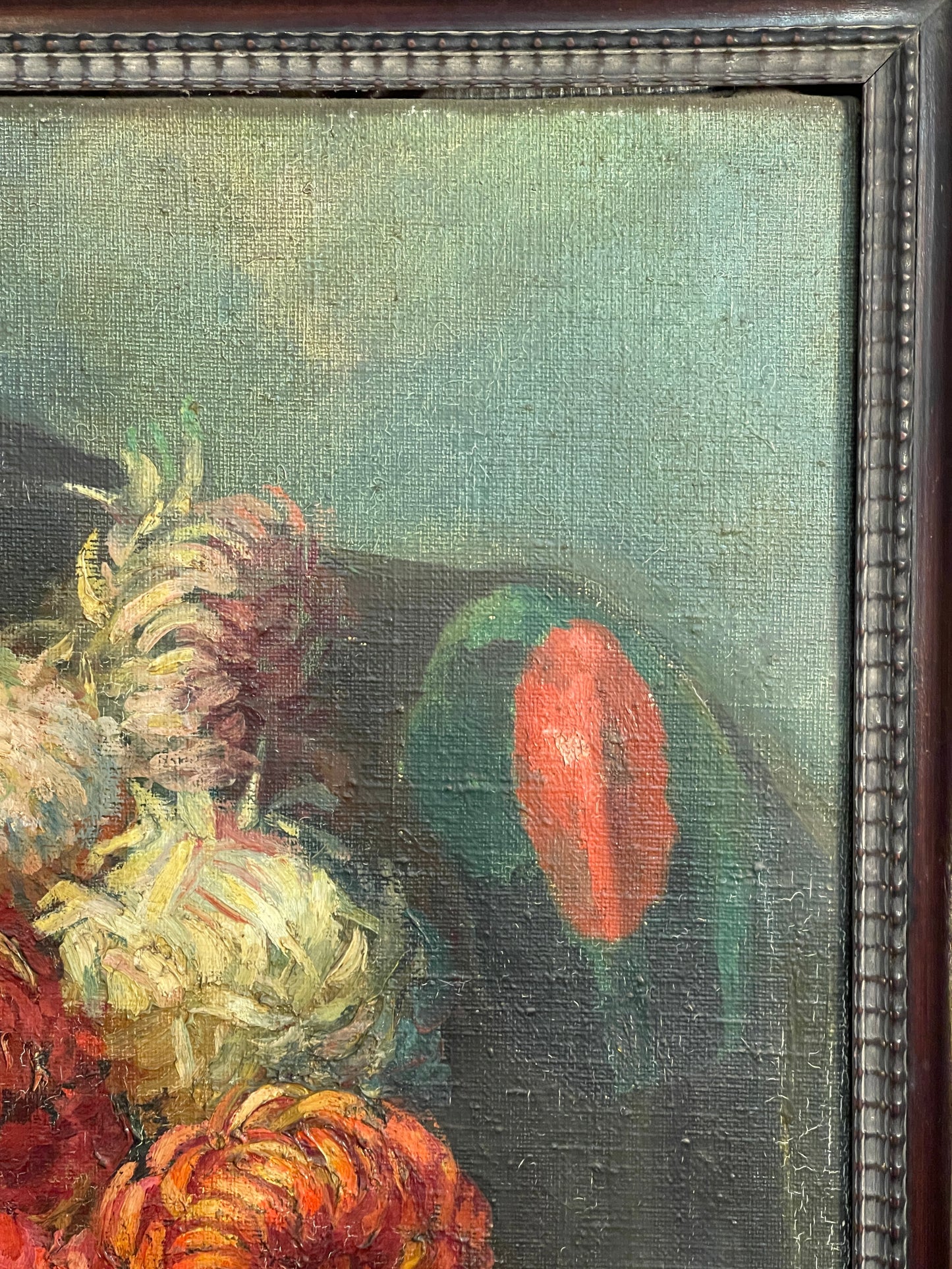 Dipinto olio su tela, fine XIX secolo, fiori