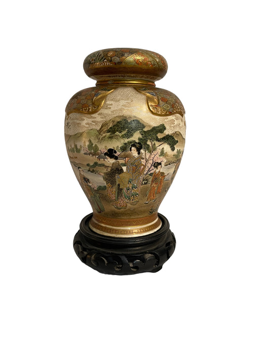 Vaso Satsuma potiche antico giapponese, ceramica decorata, XIX - XX secolo