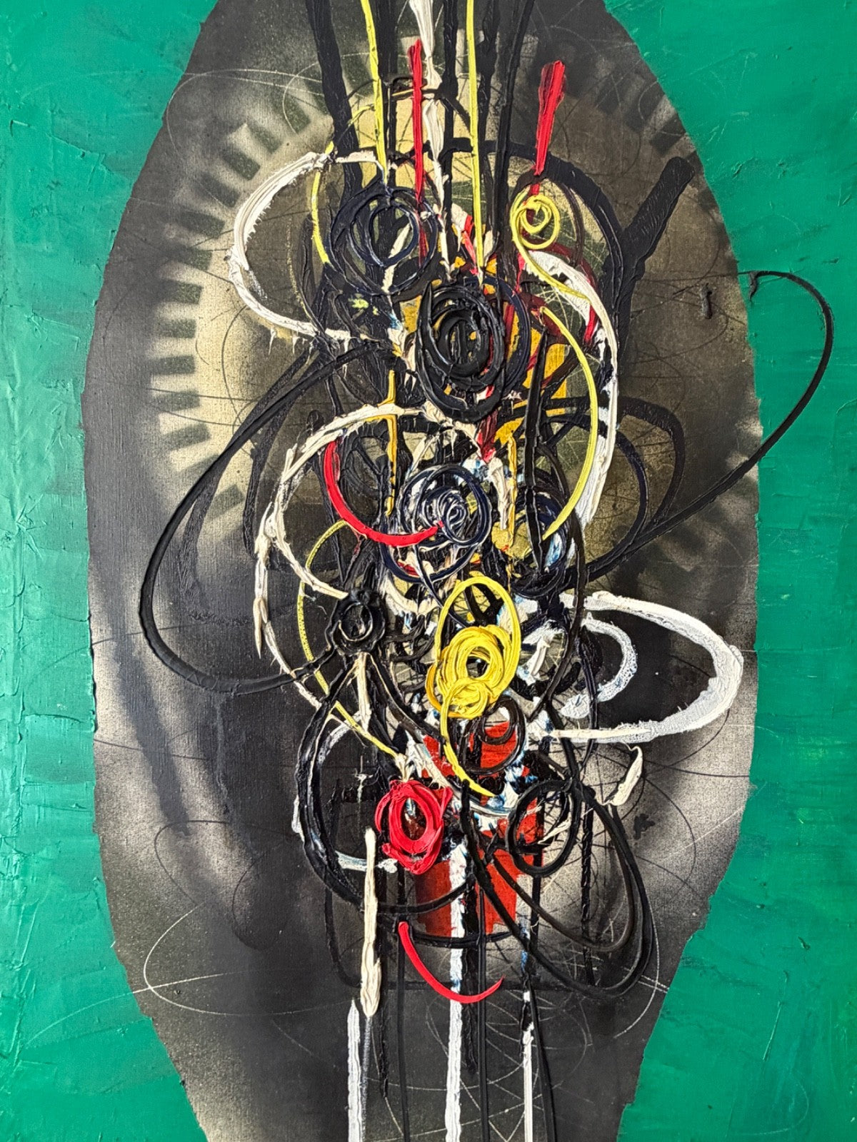 Opera d’arte moderna, dipinto olio su tela, Spirale, Roberto Crippa