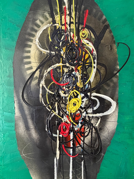 Opera d’arte moderna, dipinto olio su tela, Spirale, Roberto Crippa