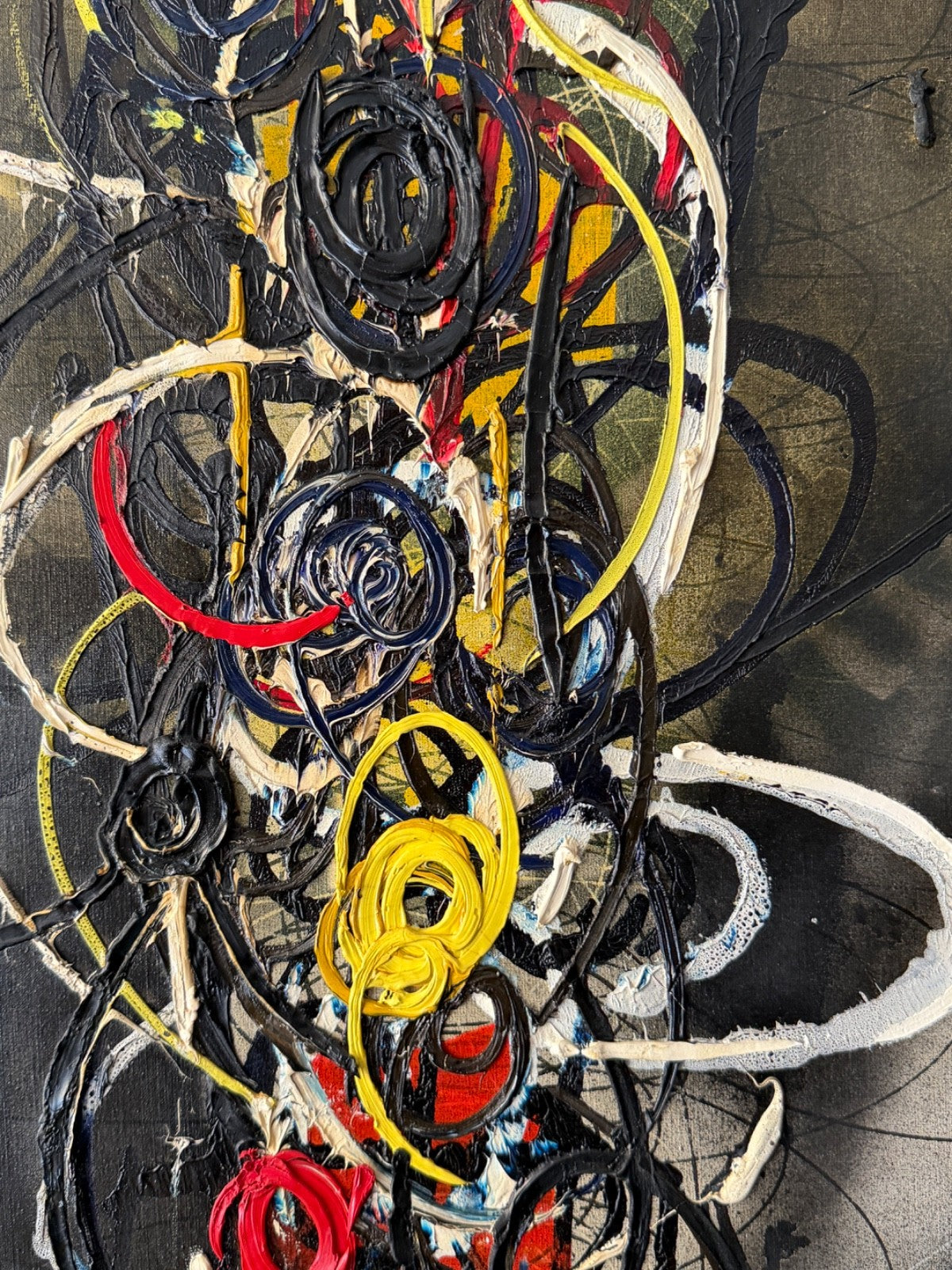 Opera d’arte moderna, dipinto olio su tela, Spirale, Roberto Crippa