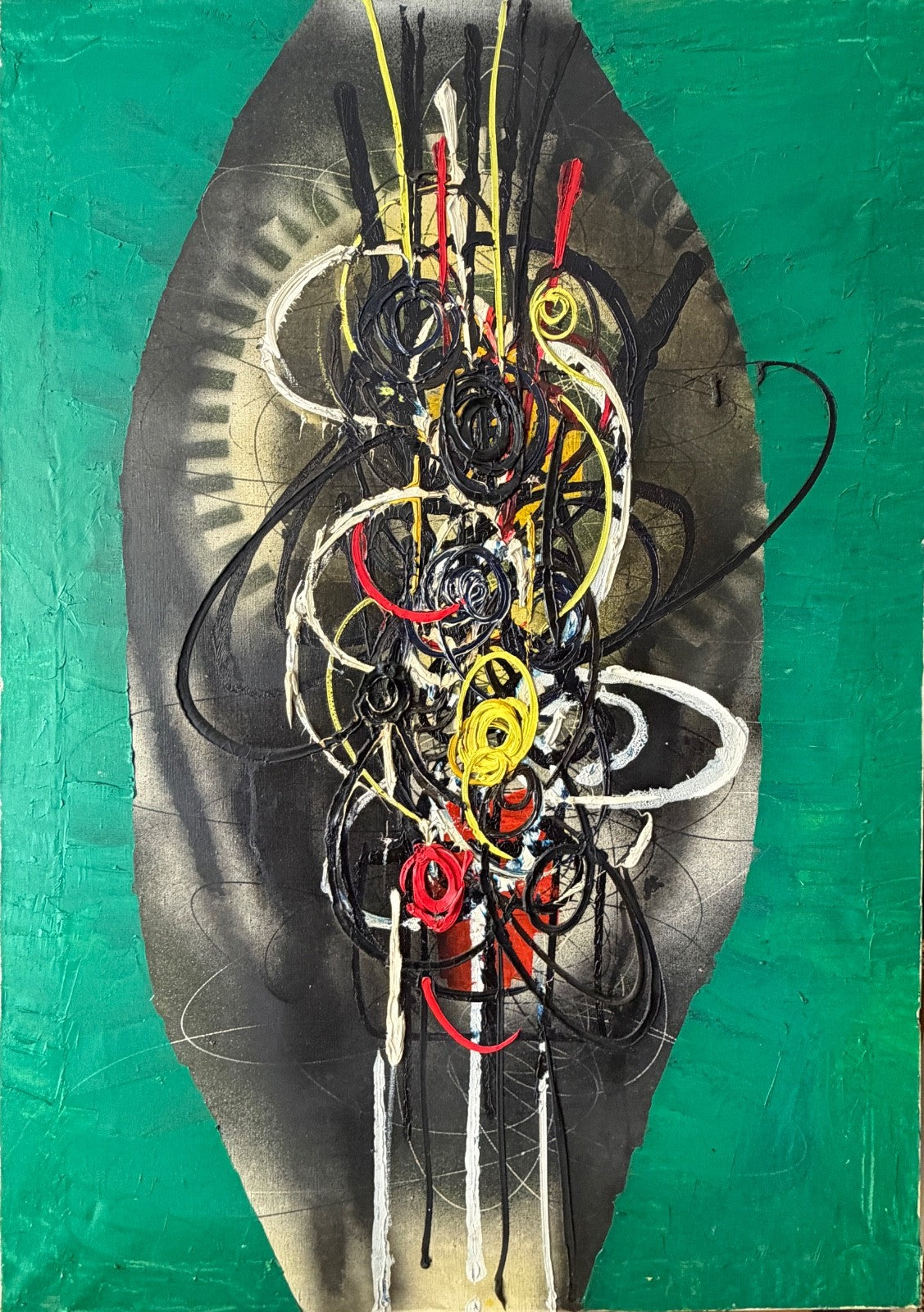 Opera d’arte moderna, dipinto olio su tela, Spirale, Roberto Crippa