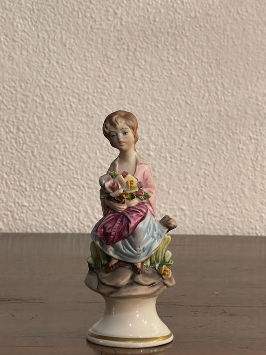 Vintage Capodimonte-Keramik mit Darstellung „Kleines Mädchen“, Höhe 16 cm