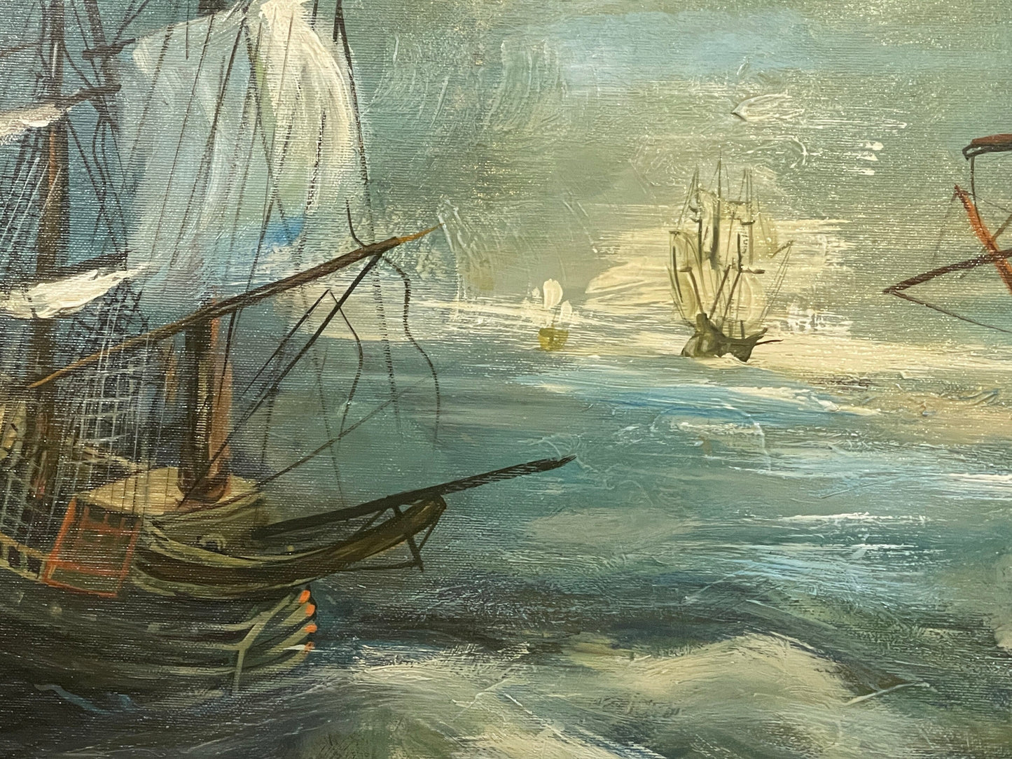 Dipinto olio su tela, marina, epoca XX secolo, firmato Sarti