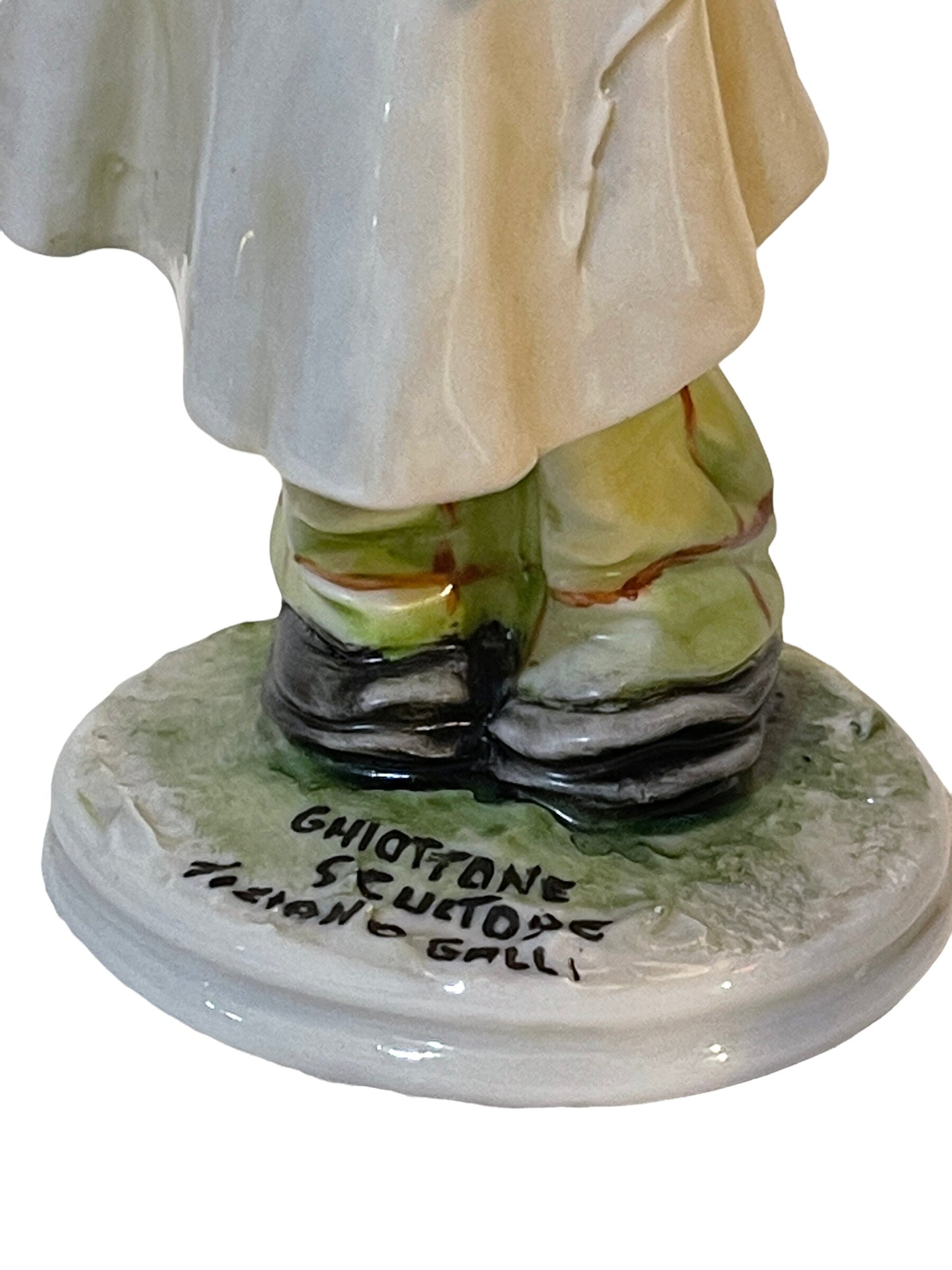 Statuina Capodimonte, XX secolo, figura decorata e firmata, Ghiottone