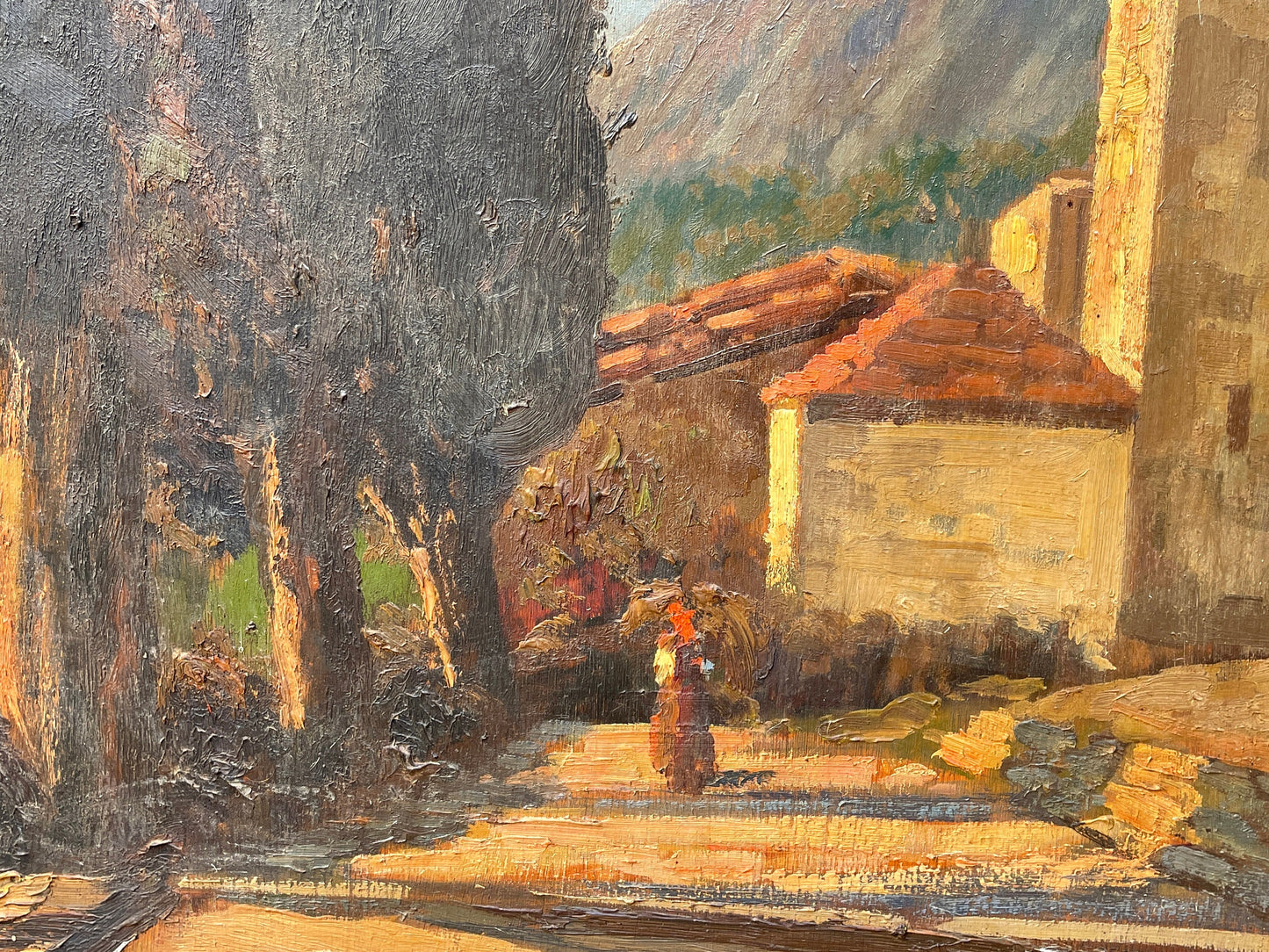 Olio su tavola, paesaggio, Umberto Montini