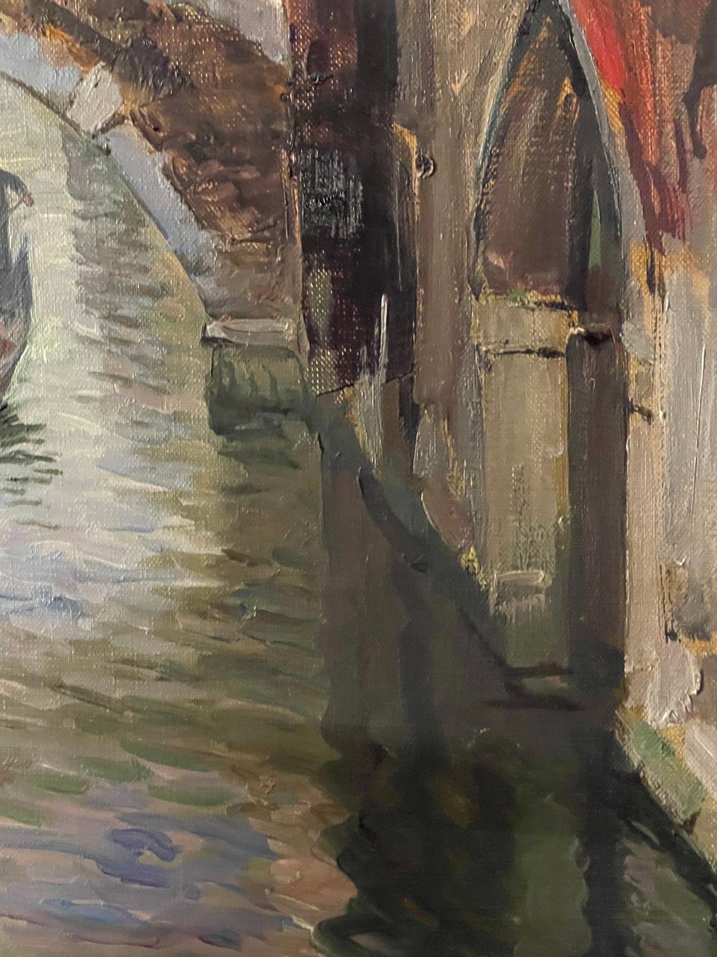 Dipinto olio su tela, Rio Muazzo, Venezia, Gino Salviati (1911-1998), arte moderna