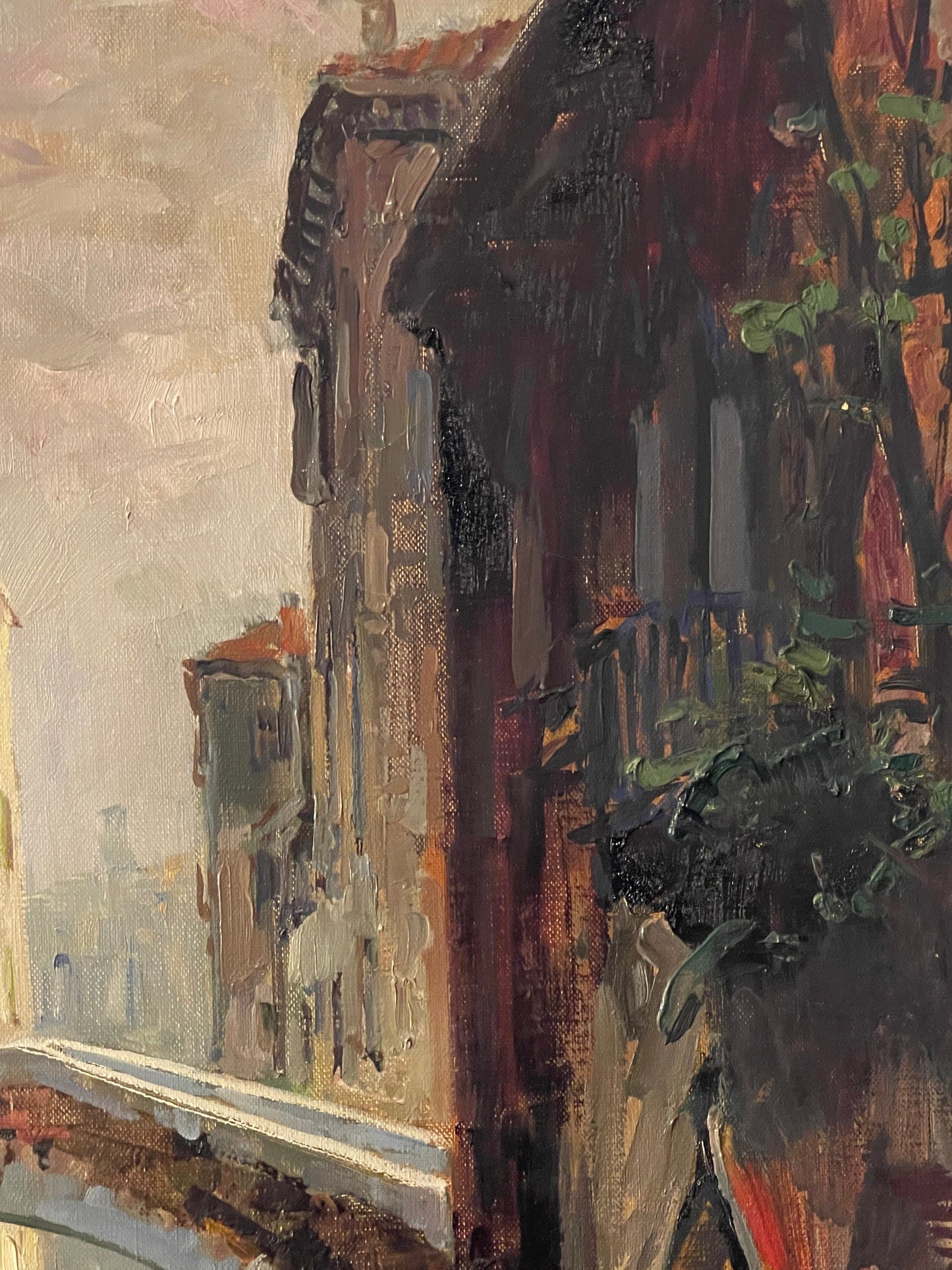 Dipinto olio su tela, Rio Muazzo, Venezia, Gino Salviati (1911-1998), arte moderna