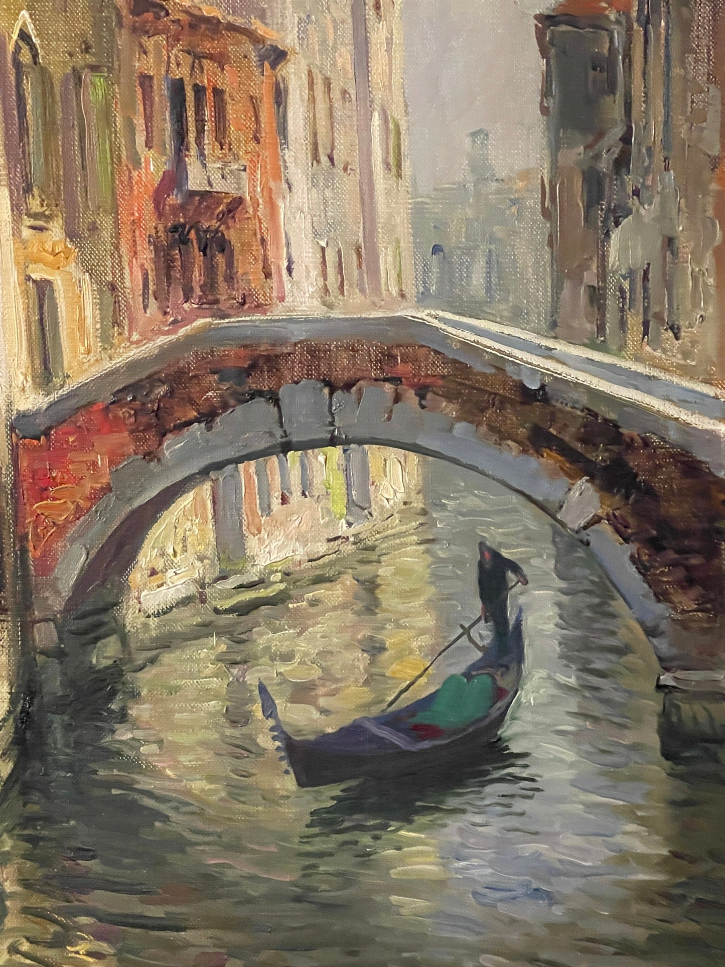 Dipinto olio su tela, Rio Muazzo, Venezia, Gino Salviati (1911-1998), arte moderna