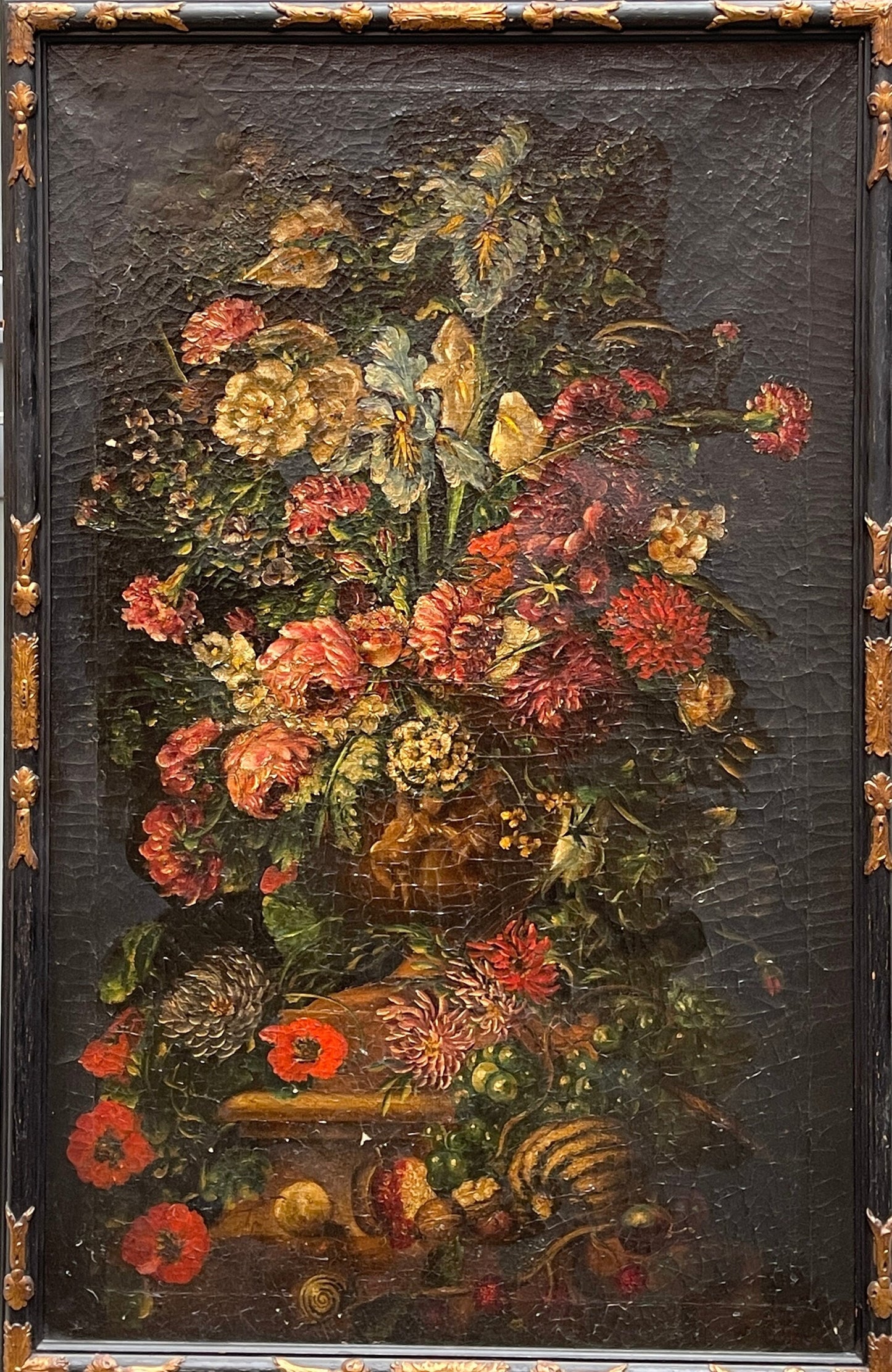 Tableau ancien, Flamand, fleurs, Banques d'après Van Huysum