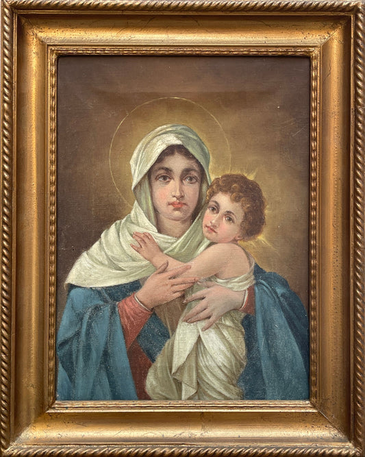 Dipinto olio su tela, Madonna con Bambino, Tresoldi