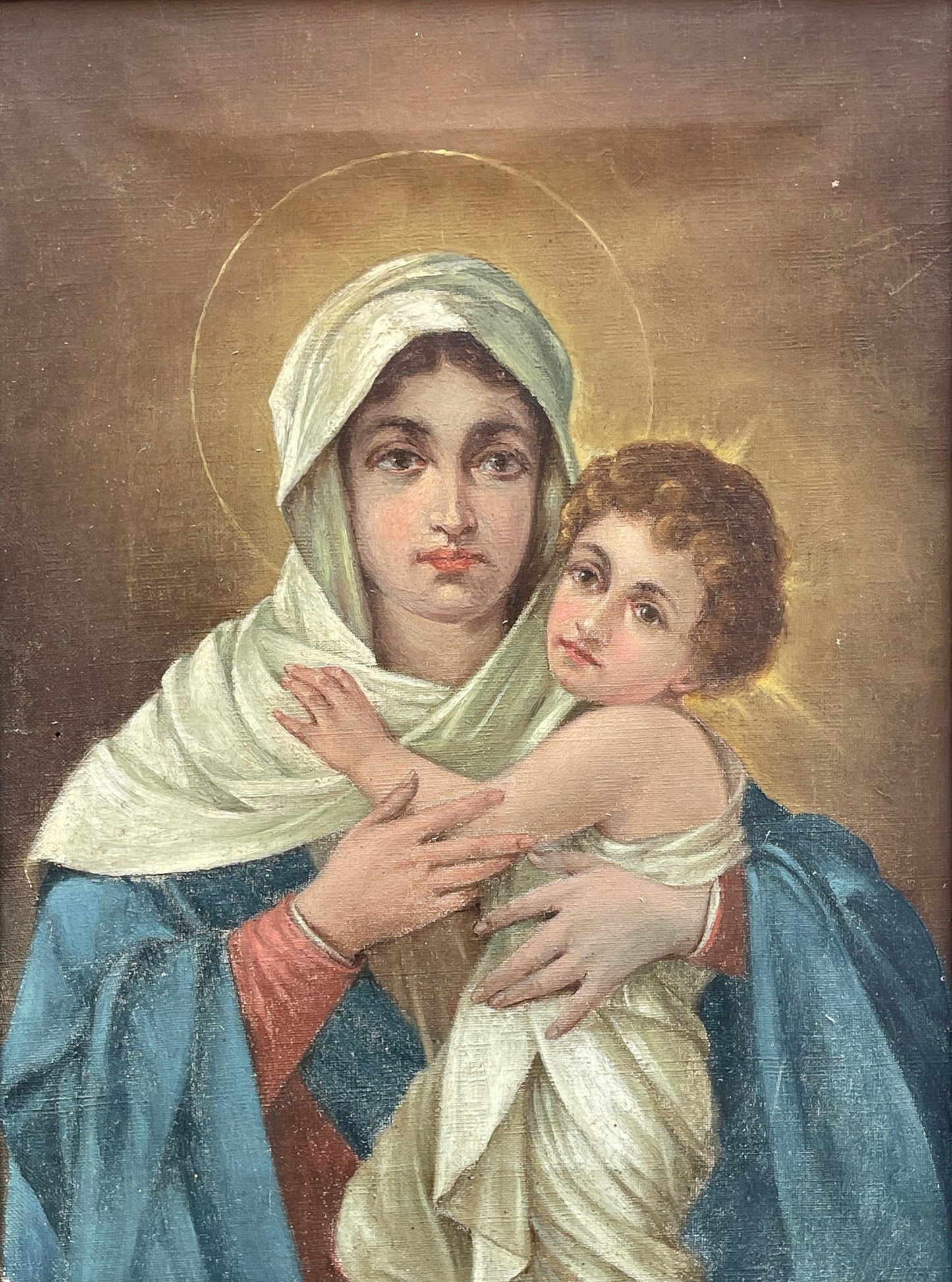 Dipinto olio su tela, Madonna con Bambino, Tresoldi