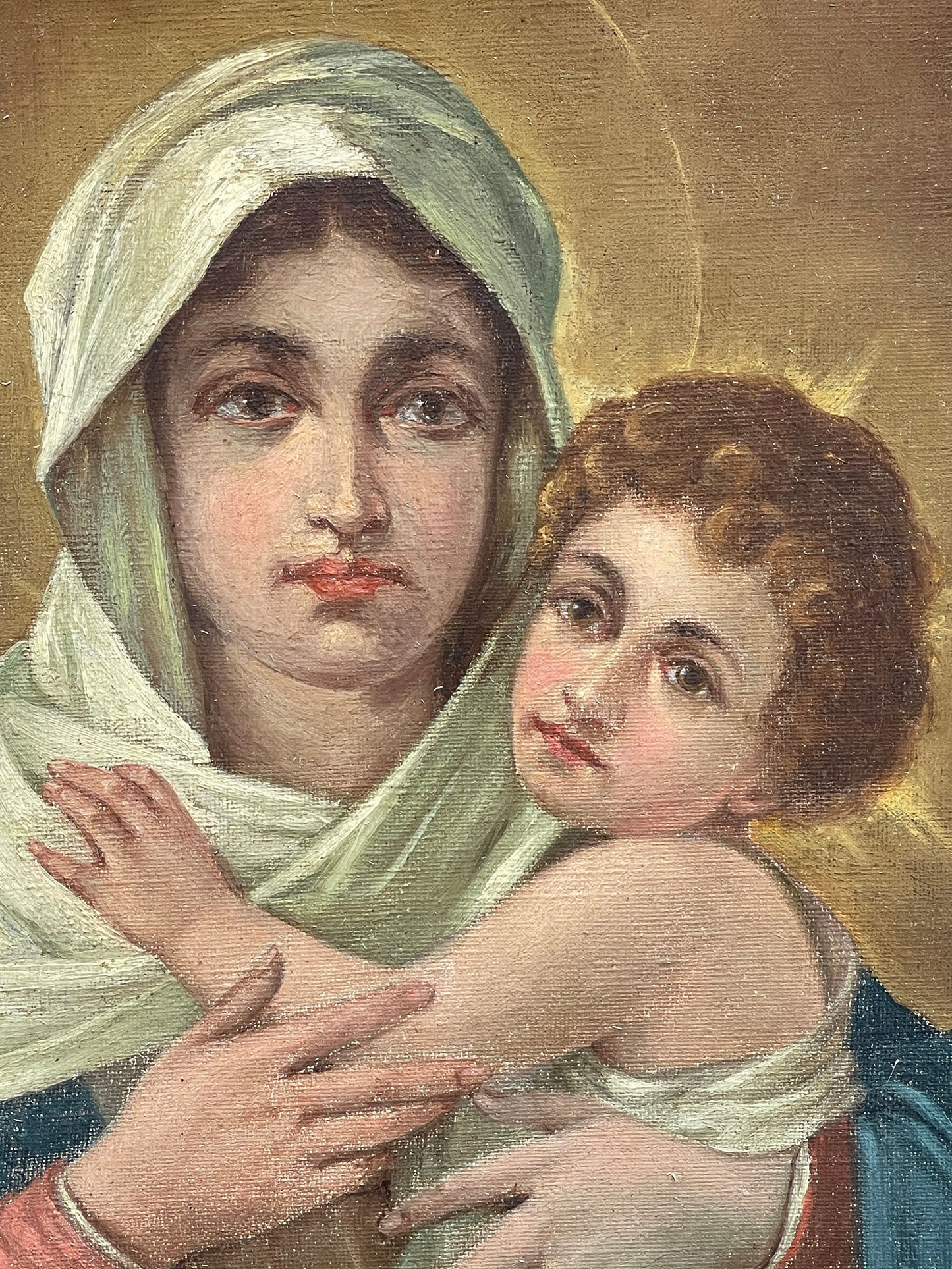 Dipinto olio su tela, Madonna con Bambino, Tresoldi