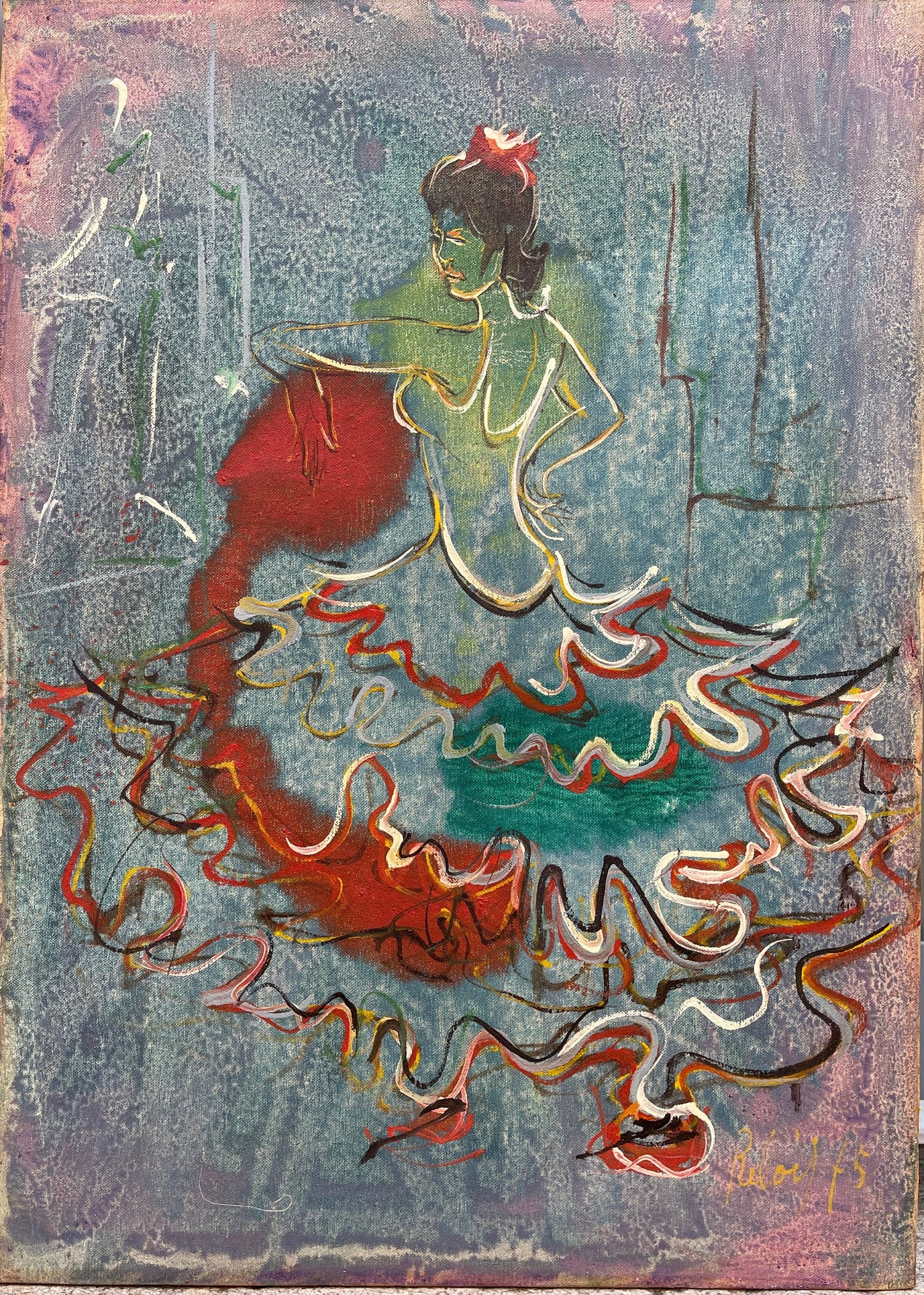 Peinture à l'huile sur toile, 1975, Relois, Flamenco