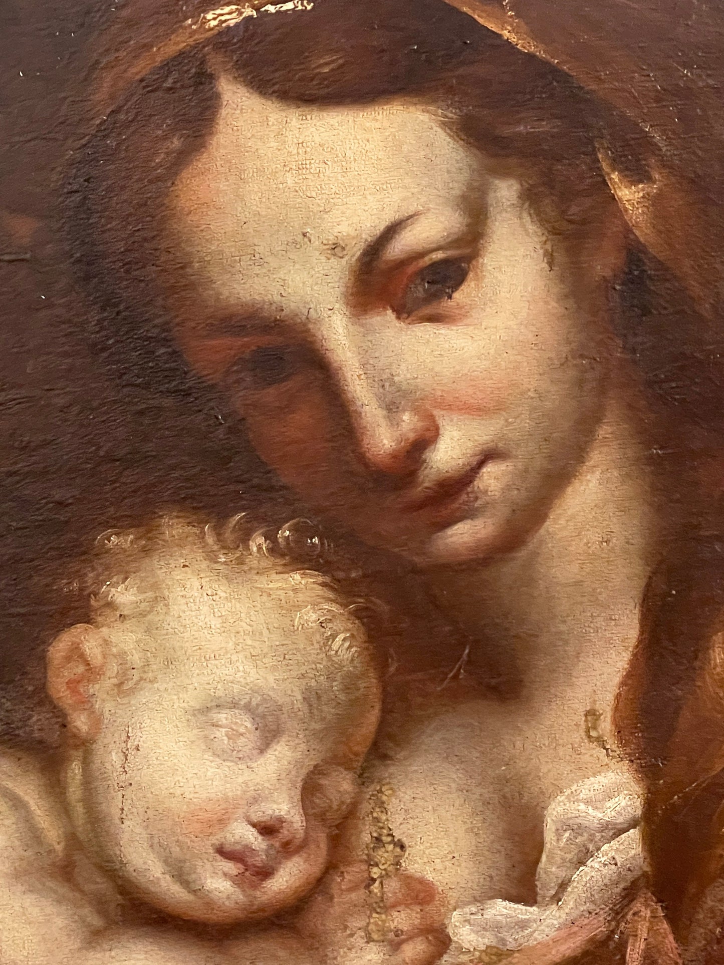 Dipinto antico, Madonna con Bambino dormiente, XVII secolo